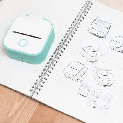 Mini portable thermal printer with notepad