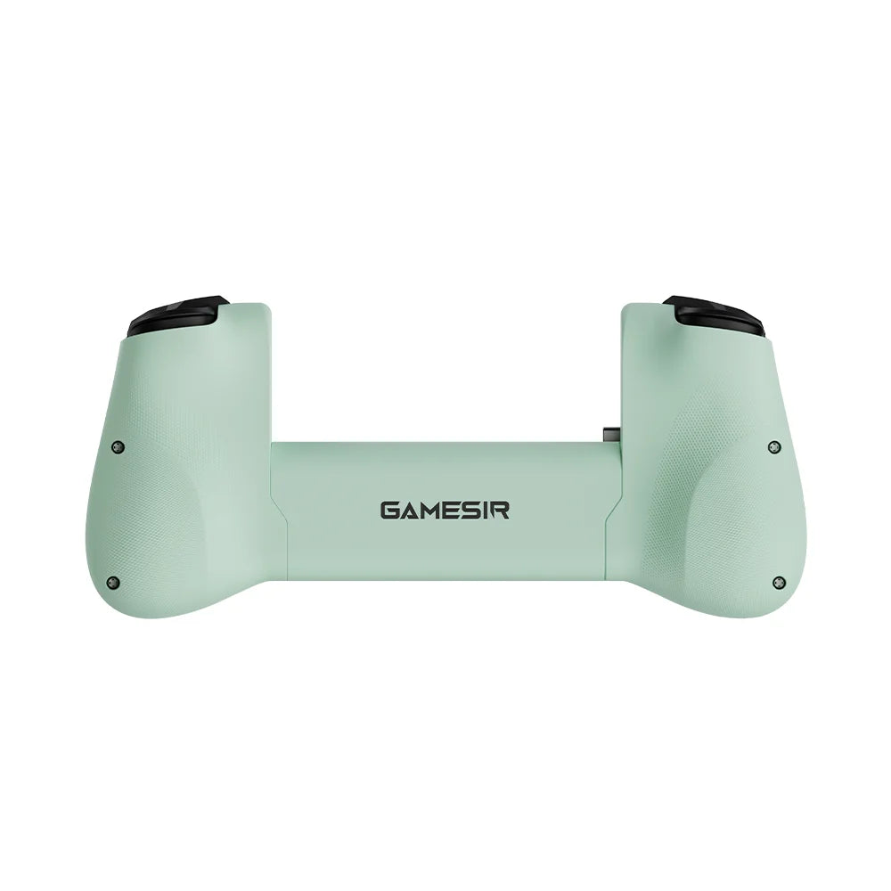 Light green gaming controller with 'GAMESIR' branding on a white background