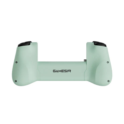 Light green gaming controller with 'GAMESIR' branding on a white background