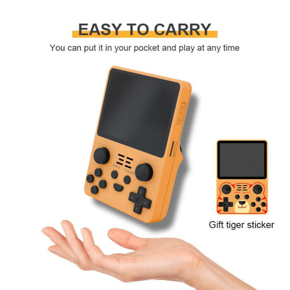 Retro arcade gaming console with tiger sticker on a white background